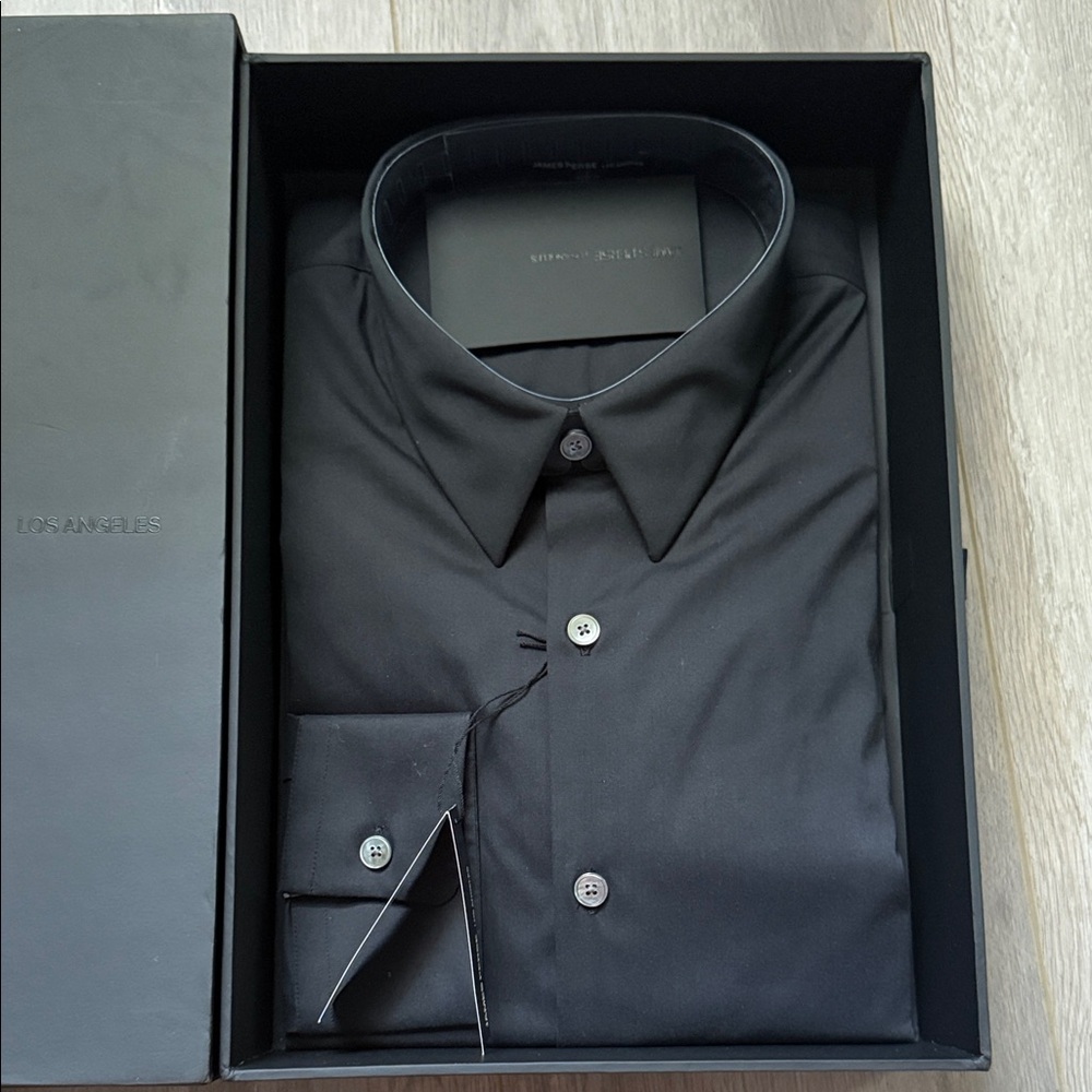 James Perse Black Dress Shirt with Point Collar